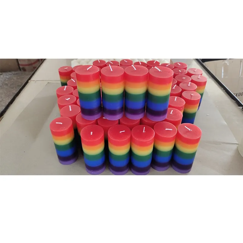 Velas sem fumaça coloridas de pilha direta da fábrica, velas de coluna decorada para casamento familiar, para o Dia dos Namorados