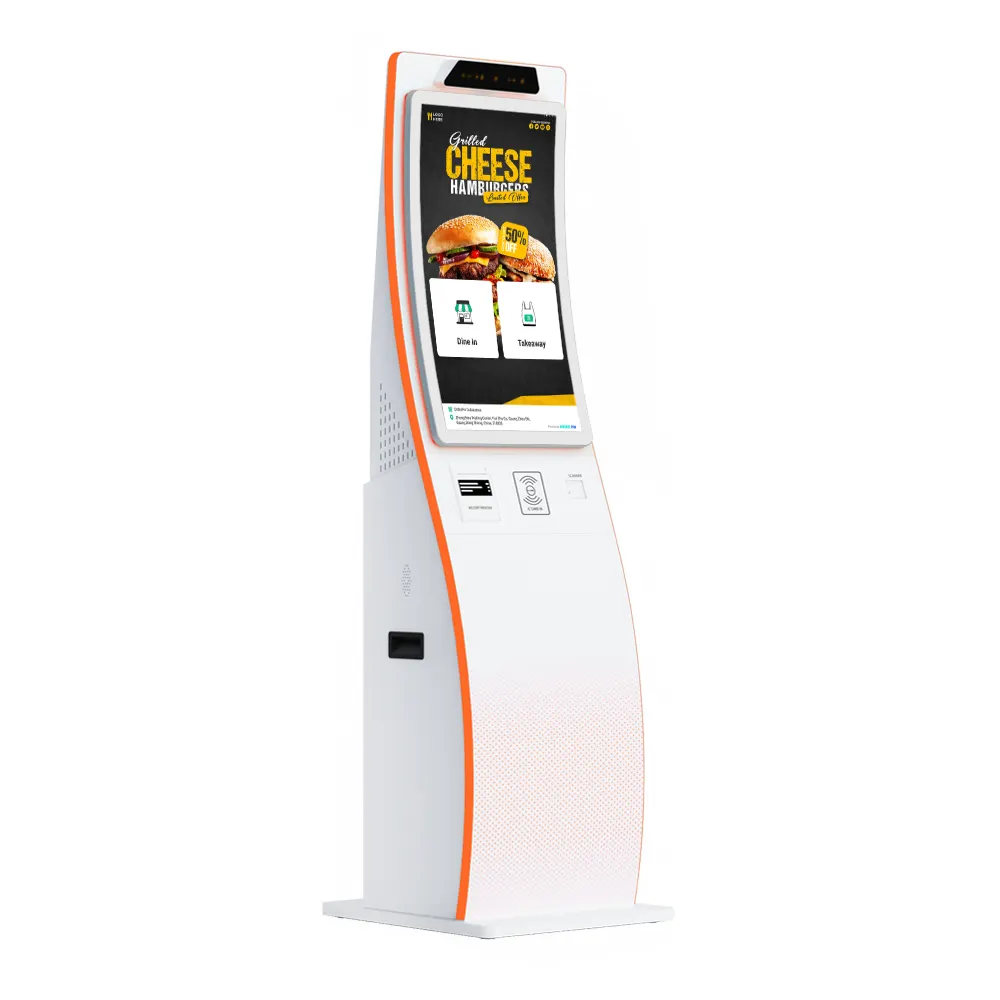 23.6 32 inch tự dịch vụ đặt hàng thanh toán cong màn hình cảm ứng kiosk Máy Quét Mã Vạch kiosk cho chuỗi cửa hàng nhà hàng