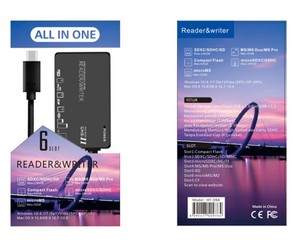 Yeni varış USB C 6 in 1 yüksek hızlı Mini kart okuyucu adaptörü hepsi bir CF SD M2 TF MS XD tak ve çalıştır kurulum için - Product Image 6