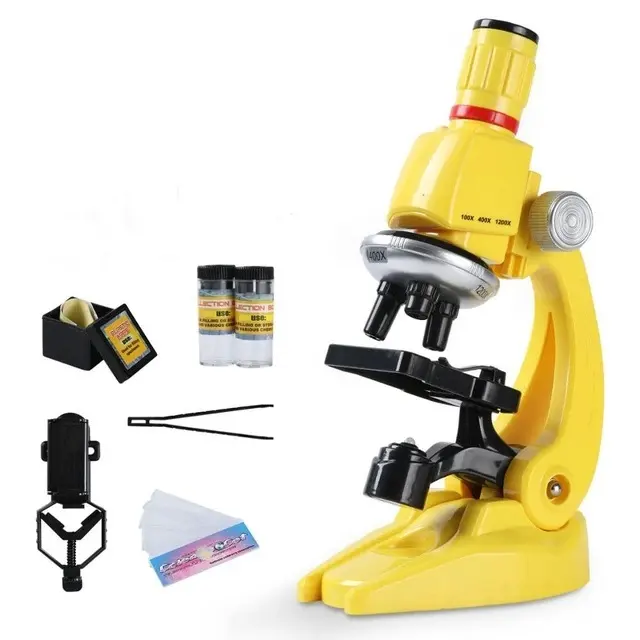 Children Microscope Kit Lab Led 100/400/1200x Kids Zoom Microscope Biology For School Home Science Educational Toys Child Gifts