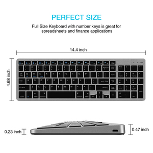 Teclado inalámbrico Bt recargable con teclado numérico, diseño de tamaño completo para tableta y teléfono iPad - Product Image 3