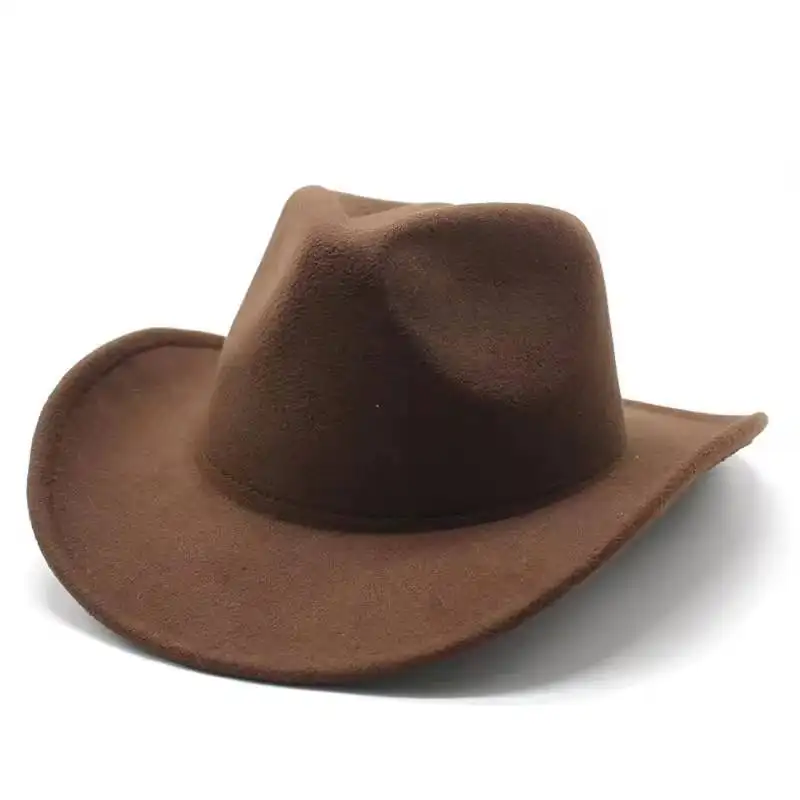 Модная Классическая однотонная фетровая шляпа с широкими полями для женщин и мужчин, ковбойская шляпа в западном стиле, джазовые кепки для вечеринки