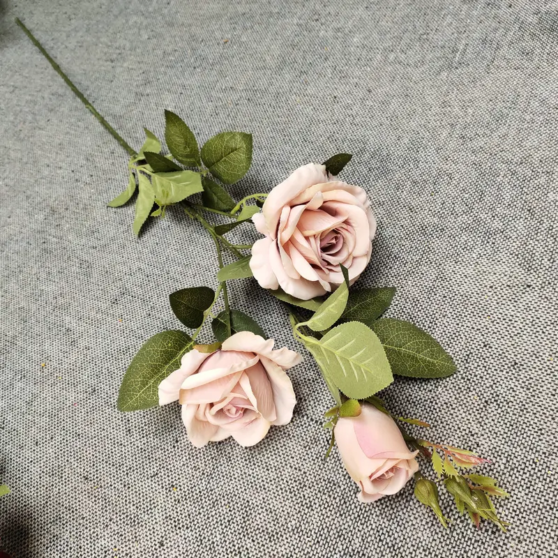 Groothandel Bloemen Ornament Romantisch Bruidsboeket Flesh Roze Kunstzijde Rose Bloemen Voor Wedding Home Decoration