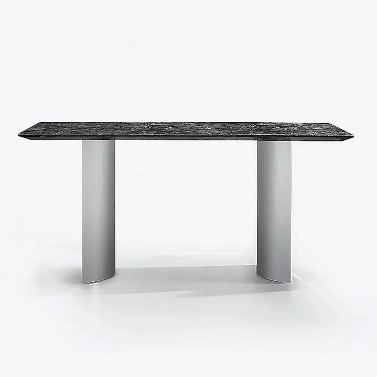 天然プラチナダイニングテーブル小さなアパートライト高級ミニマリストハイエンド大理石長方形テーブル