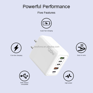 120W 3 USB-C PD + 2 USB şarj aleti hızlı şarj QC3.0 6A USB C tipi C kablo duvar şarj 120W cep telefonu güç adaptörü - Product Image 3