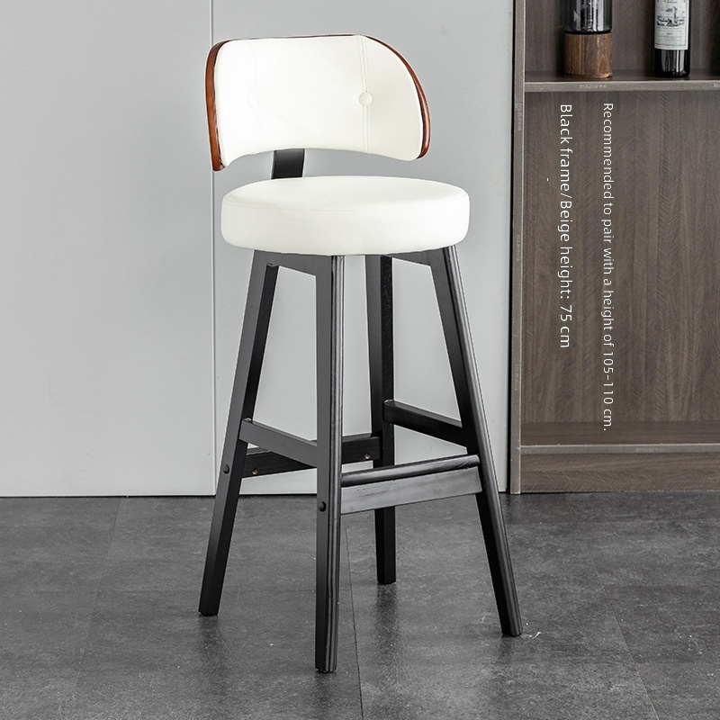 black solid wood feet-white leather