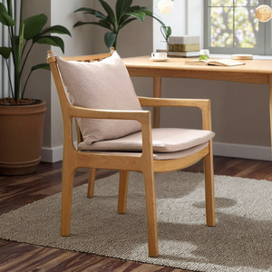 Sillón de madera de roble blanco sólido con cojín suave, silla de comedor de tamaño pequeño, juego de silla de escritorio de estudio y aprendizaje de madera Original - Product Image 5