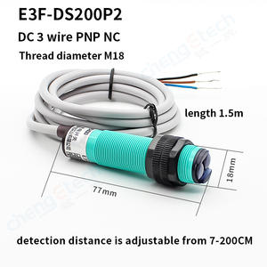 Sensores de proximidad fotoeléctricos de reflexión difusa infrarroja PNP NO/NC 24V de tres hilos de 1/2" - Product Image 3