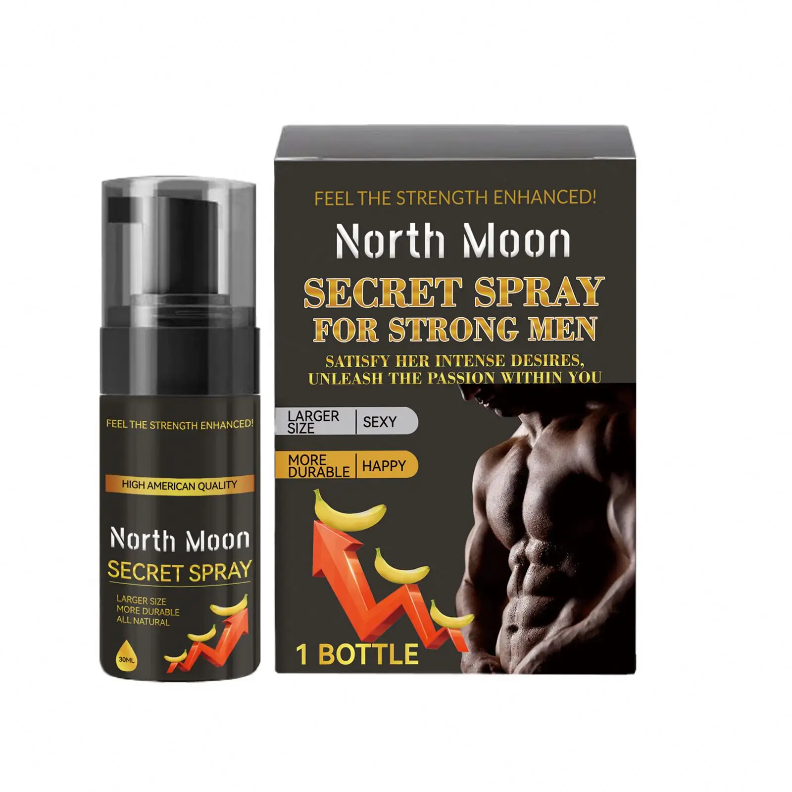 North Moon Factory Vente en gros 30ml Spray naturel durable pour hommes Usage externe Spray secret pour hommes forts