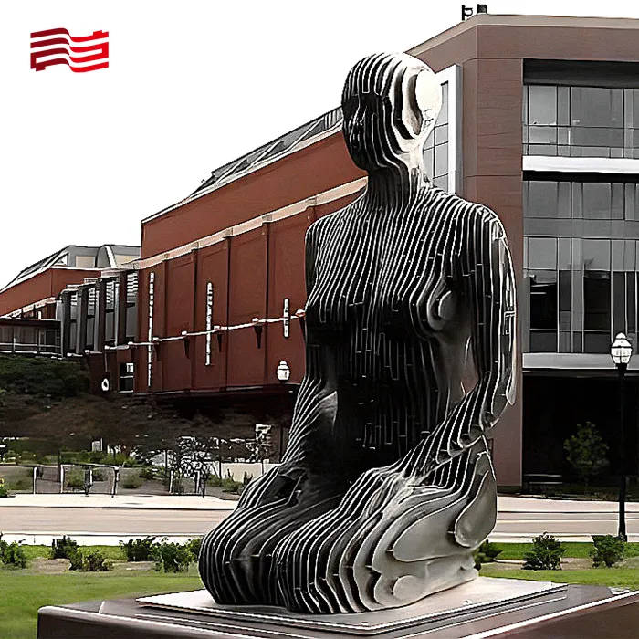 Escultura de aço inoxidável nova combinação de folha de aço inoxidável escultura humanóide arte em metal excelente combinação