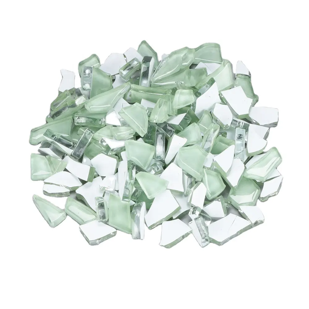 Ice crackle mosaico brilhante branco irregular mosaico livre vidro quebrado irregular