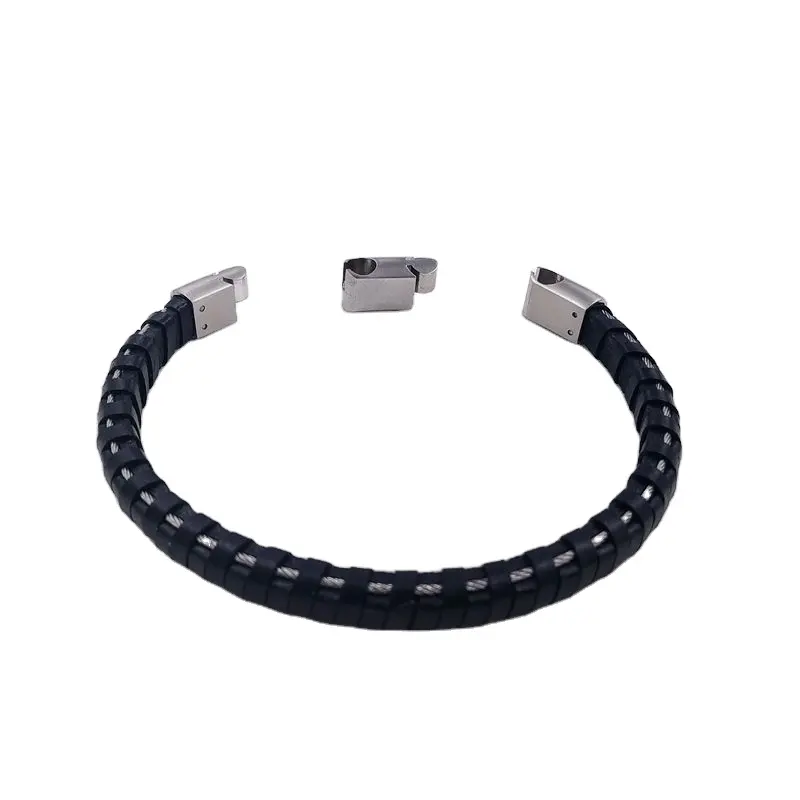 Dongguan Custom braccialetti di alta gioielleria lunghezza regolabile bracciale intrecciato cavi in pelle avvolti braccialetti da uomo