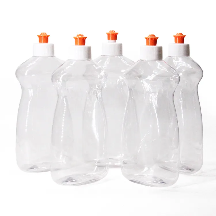Fabricantes 400Ml 500Ml 750Ml Líquido Lavavajillas Botella de plástico transparente para mascotas con tapas