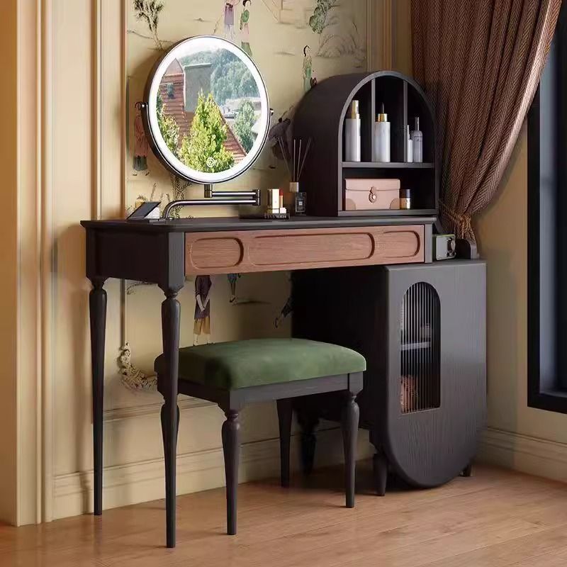 Ash wood - Princess House dressing table, stool, and mirror