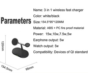 3 in 1 Wireless <strong>Charger</strong> 15w Magnetic Charging Station Travel <strong>Charger</strong> for iphone <strong>Charger</strong> Power Adapter 3 in <strong>One</strong> - Product Image 3