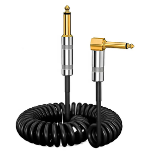 Xput 6.35MM Audio Spiral Coil Spring Guitar Right Angled <strong>Jack</strong> to <strong>Jack</strong> Coiled Cable 1M 2M 3M <strong>5M</strong> 10M 15M 20M 30M - Product Image 1