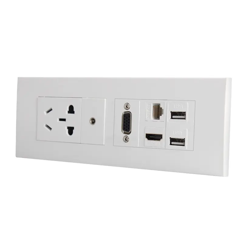 Seto Newest Multifunctional Composite Panel Vga Wandplatte mit fünf Löchern Steckdose 2.0 Usb-Vordplatte