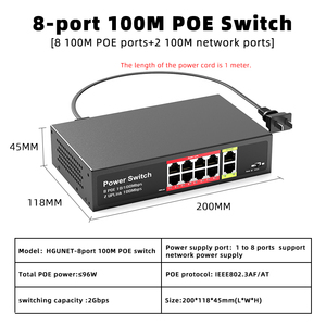 Fabrika doğrudan OEM 8 + 2 Port 100M Poe anahtarı IP kameralar ve CCTV sistemleri için 48v POE anahtarı yönetilmeyen Ethernet anahtarı - Product Image 5