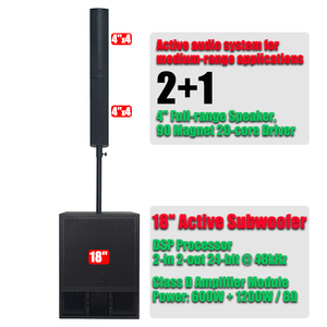 Sistema Audio Professionale per DJ Feste e Palco Sistema di Diffusori a Colonna 4x4 Pro Subwoofer Attivo da 18 Pollici Sistema PA 8 Ohm da Palco - Product Image 2