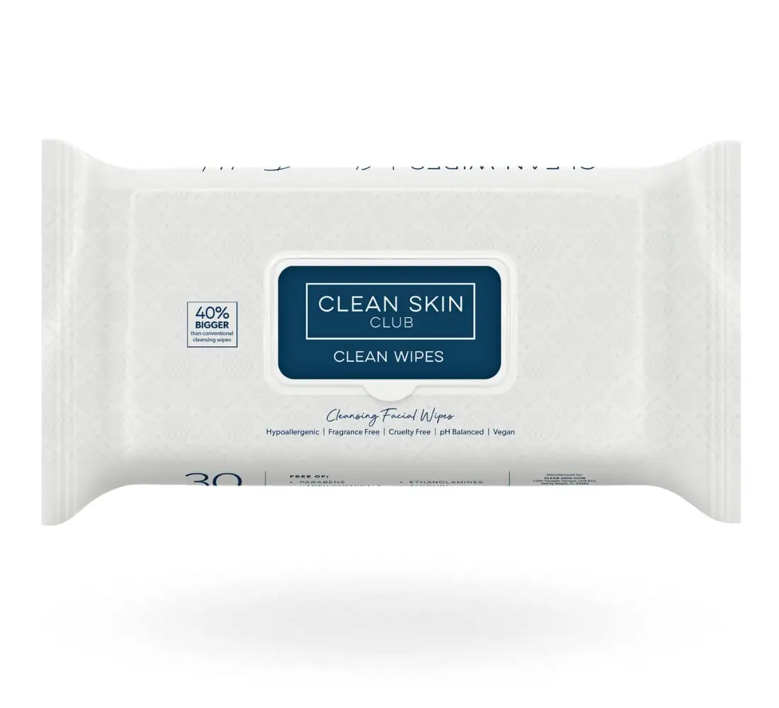 Clean Skin Club XL Premium 30 lingettes démaquillantes extra humides sans parfum, sans alcool