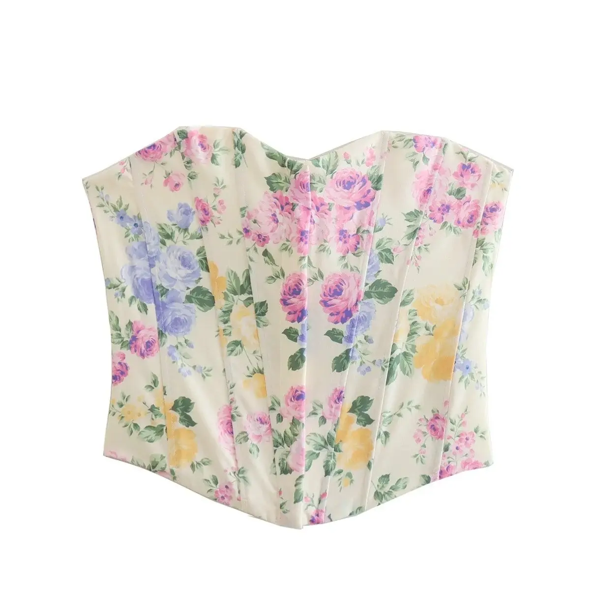 Corpiño Vintage con estampado de flores, corpiño, top, envoltura de pecho, top