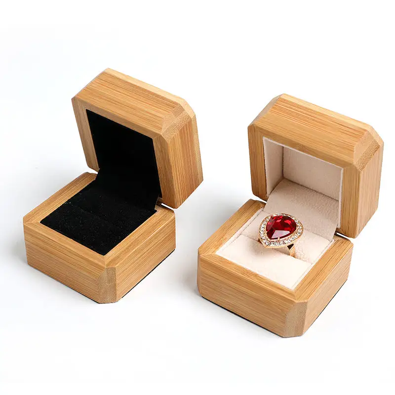 Joyero de bambú con bandeja extraíble para collar, pendientes, anillos, pulseras, joyería de madera, caja de regalo artesanal