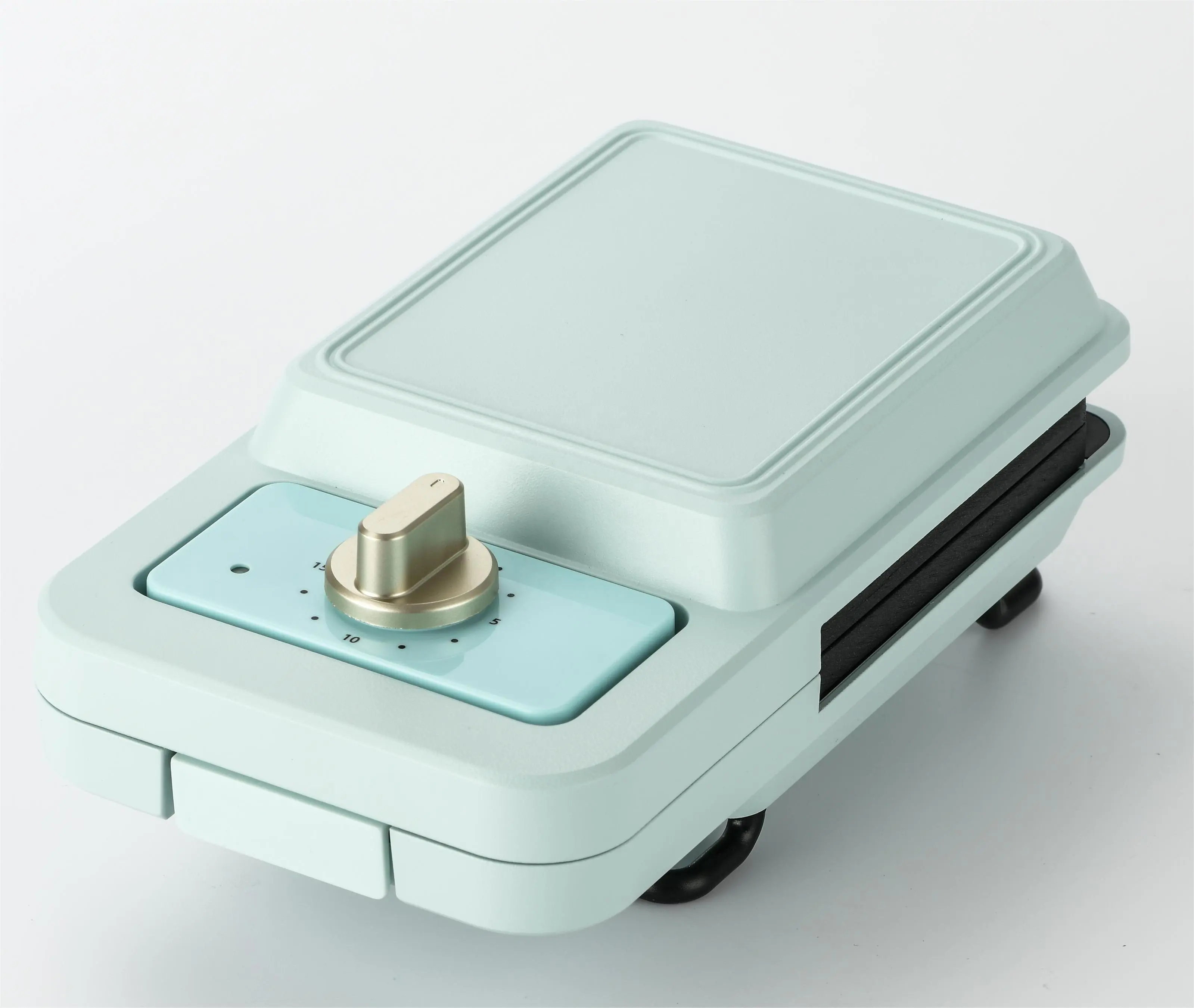 Mini máquina de sanduicheira e waffle 2 em 1 com placas removíveis (cor pintura mate) com temporizador