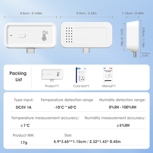جهاز قياس الرطوبة والحرارة الذكي SMATRUL Tuya <span class=keywords><strong>ZigBee</strong></span> للمنزل أو الفندق متوافق مع أليكسا ومساعد جوجل - Product Image 6