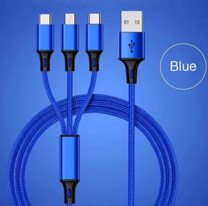 Ücretsiz örnek 3A tipi C + V8 + 8 Pin 3 In 1 USB veri akıllı cep telefonu için şarj kablosu 1.2m naylon örgülü usb kablosu - Product Image 3