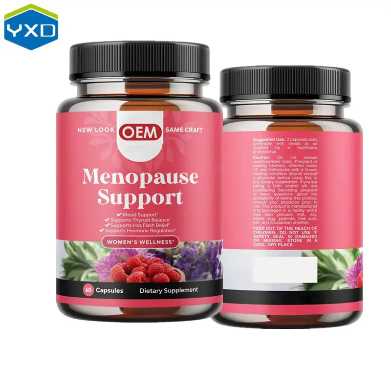 Chine OEM Support d'équilibre hormonal pour les sautes d'humeur avec des suppléments de ménopause d'actée à grappes noires pour les femmes 60 capsules