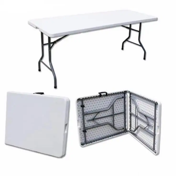 Mesa plegable de plástico rectangular para acampada, mueble portátil para ahorro de espacio, barbacoa