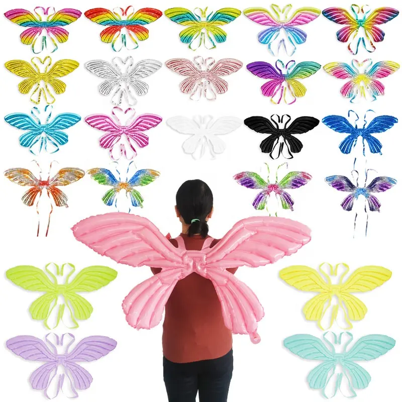 Festa criativo bebê menina inflablel mylar, folha roxa borboleta asas arco balão