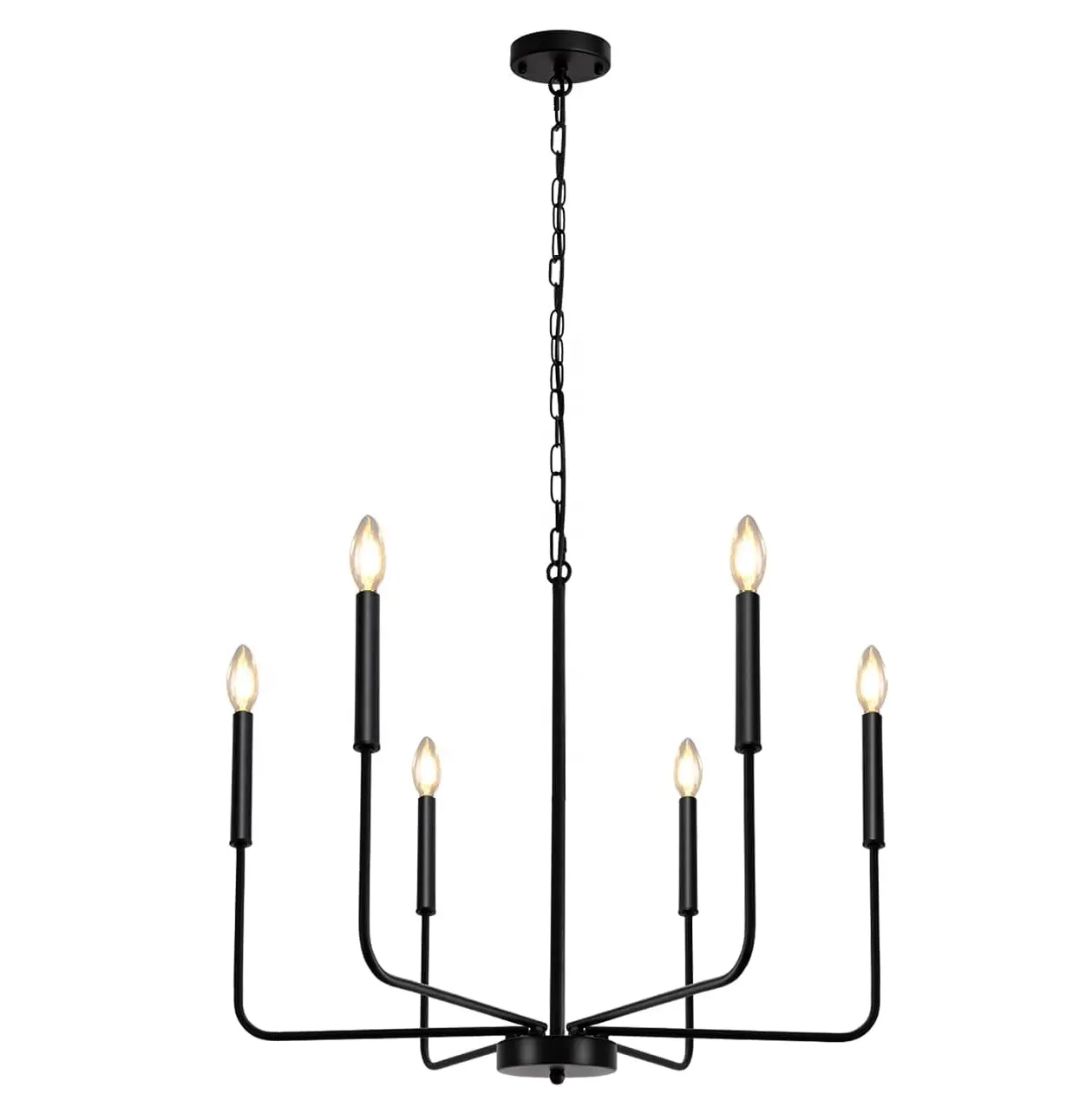 MEDISEN 6 lights Modern chandelier, indoor lighting black metal candle hanging pendant lamp