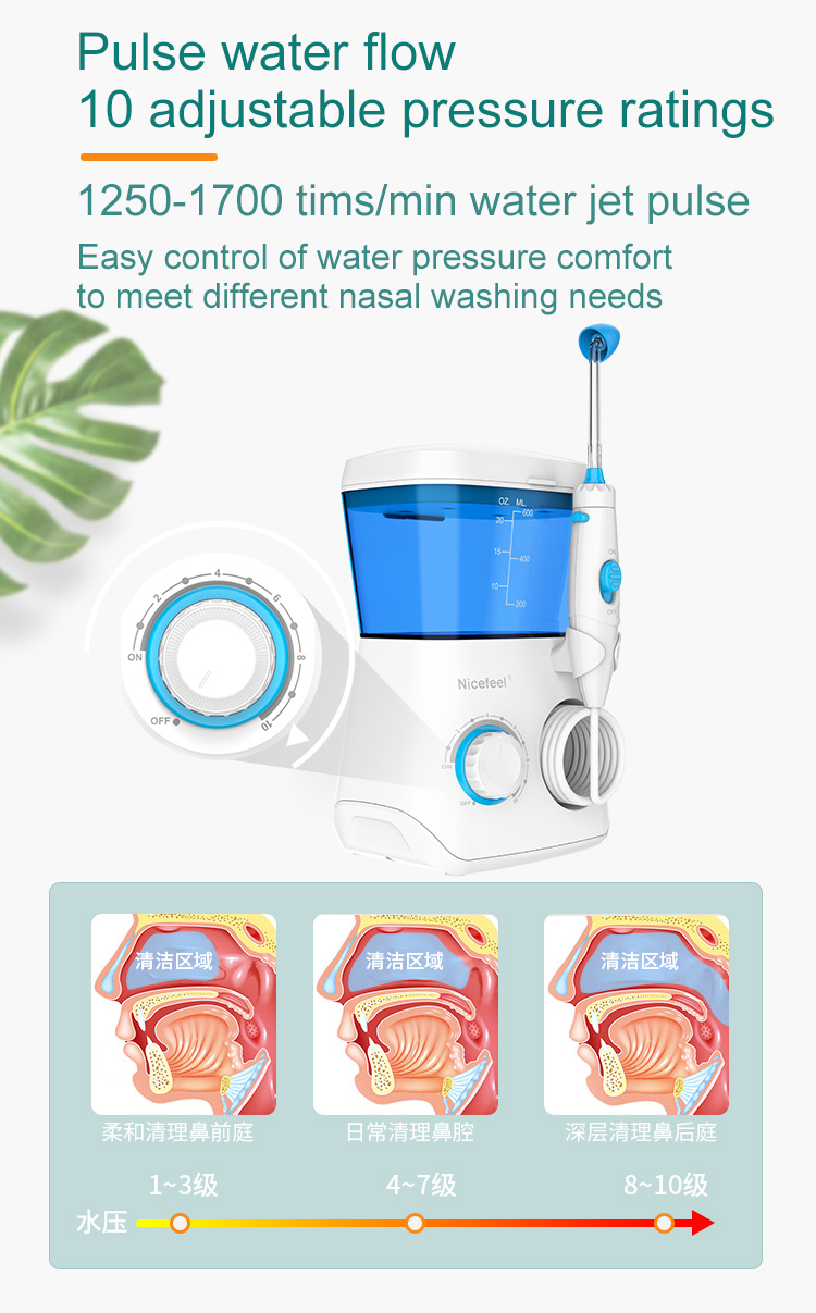 Ipx7 Electric Nasal Irrigation System Desktop Cordless Nasal Wash 600ml Nj166