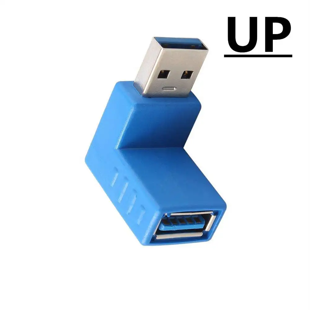 Stock Fábrica Ángulo de 90 grados USB 3,0 A Adaptador macho Codo Ángulo izquierdo USB 3,0 Adaptador hembra