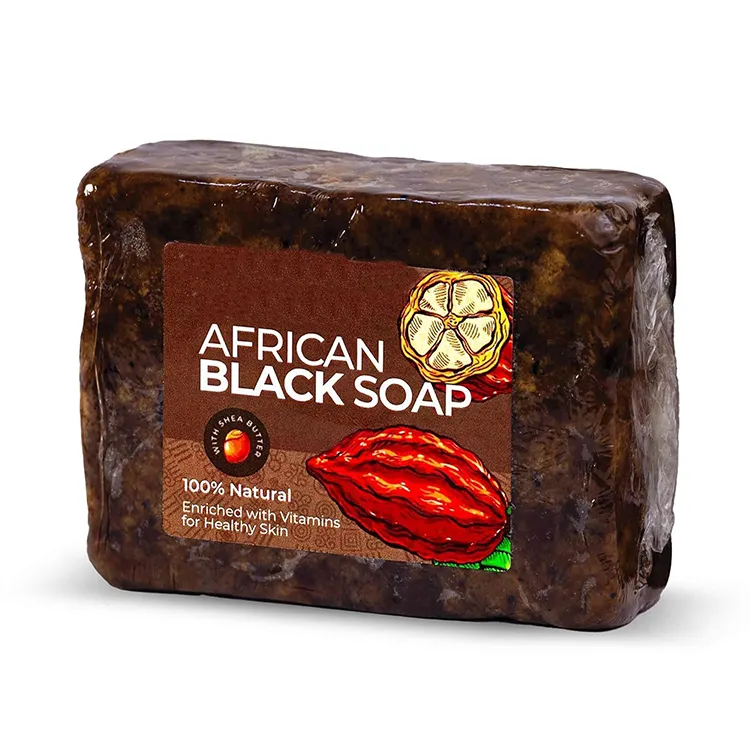 Savon pour le visage à l'huile de noix de coco naturel personnalisé en usine savon noir africain savon noir