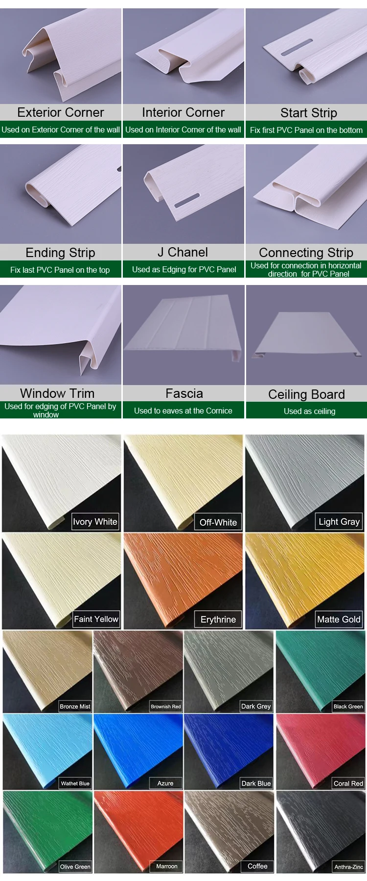 1.0mm Kauri Mai hana Wuta Co-Extrusion Board Farin Wuta Pvc Siding Sheets 3d Panel Panel ɗin Ado