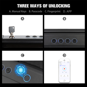 送料無料デジタル電話スマートカーミニ耐火キーデポジットスタッシュジュエリー金庫指紋付き - Product Image 5