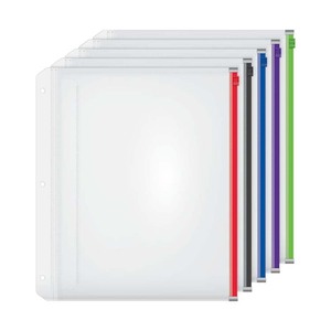 Rõ ràng thư mục PVC 3-lỗ đấm phù hợp với đầy đủ thư 8-1/<span class=keywords><strong>2</strong></span> "x 11" tấm thẻ bảo vệ nhựa nhiều màu Dây Kéo Túi Chất kết dính - Product Image 1