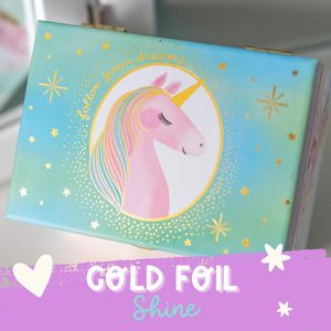 珠宝纸板礼品盒-独角兽主题儿童带镜子包装 | 4-6岁女孩耐用纸板礼品盒 - Product Image 6