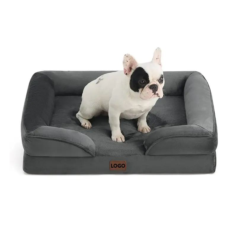 Coussin de couchage pour animaux de compagnie Lit pour chien Respectueux de l'environnement Orthopédique Designer Petit chien Maison Imperméable Gris foncé XS S M L XL XXL