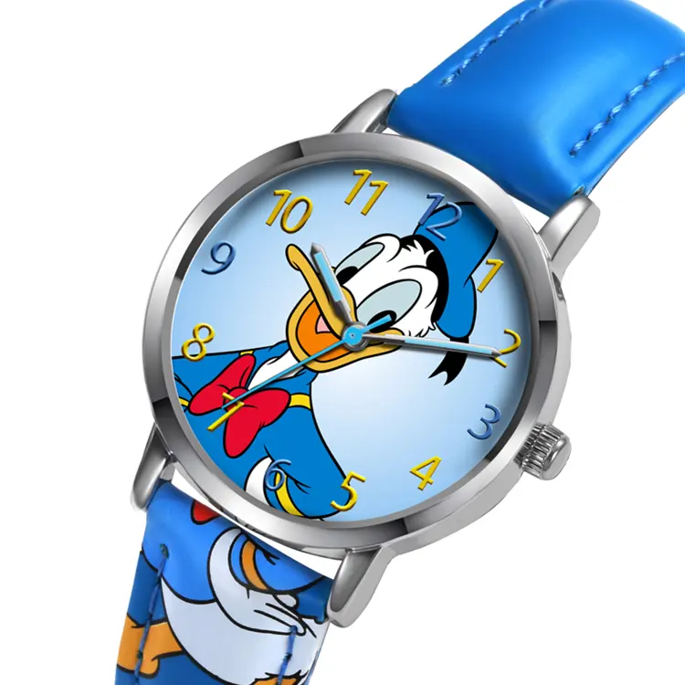 Relógio oficial da disney, licença donald duck, relógio infantil, anime dos desenhos animados, figura pu, crianças, relógio, presentes de aniversário