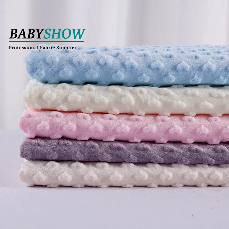 OEKO-TEX certificado tecido minky pelúcia alta qualidade cobertor poliéster tecido atacado bebê cobertor minky pontos cama tecido