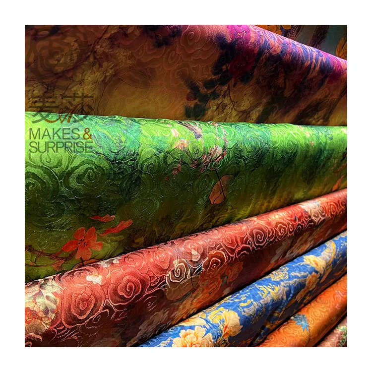 Tela elástica colorida de poliéster Jacquard, 600d tela de poliéster, imitación de seda, 200d, 300d, descuento
