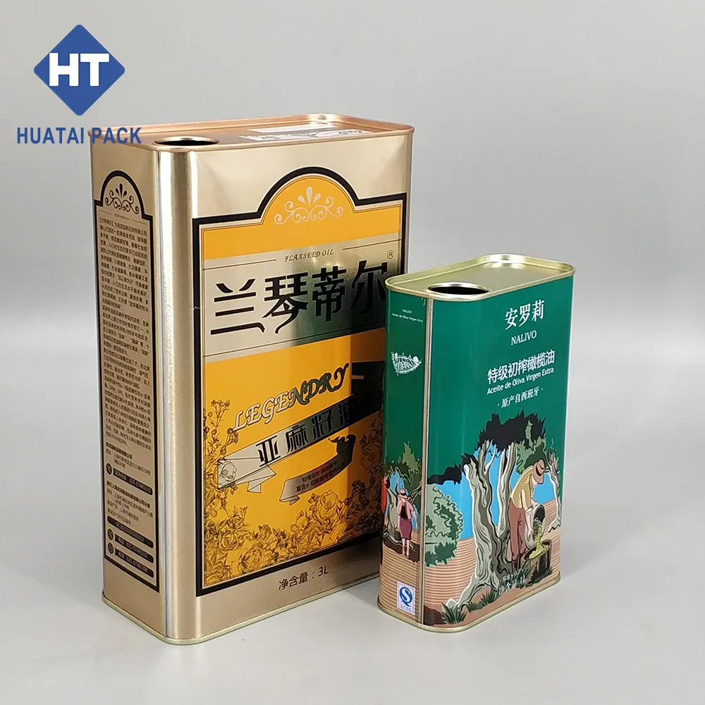 Wholesale Cooking Oil Food Grade Square 3 Liter Custom Edible Olive Oil Metal Tin Cans
