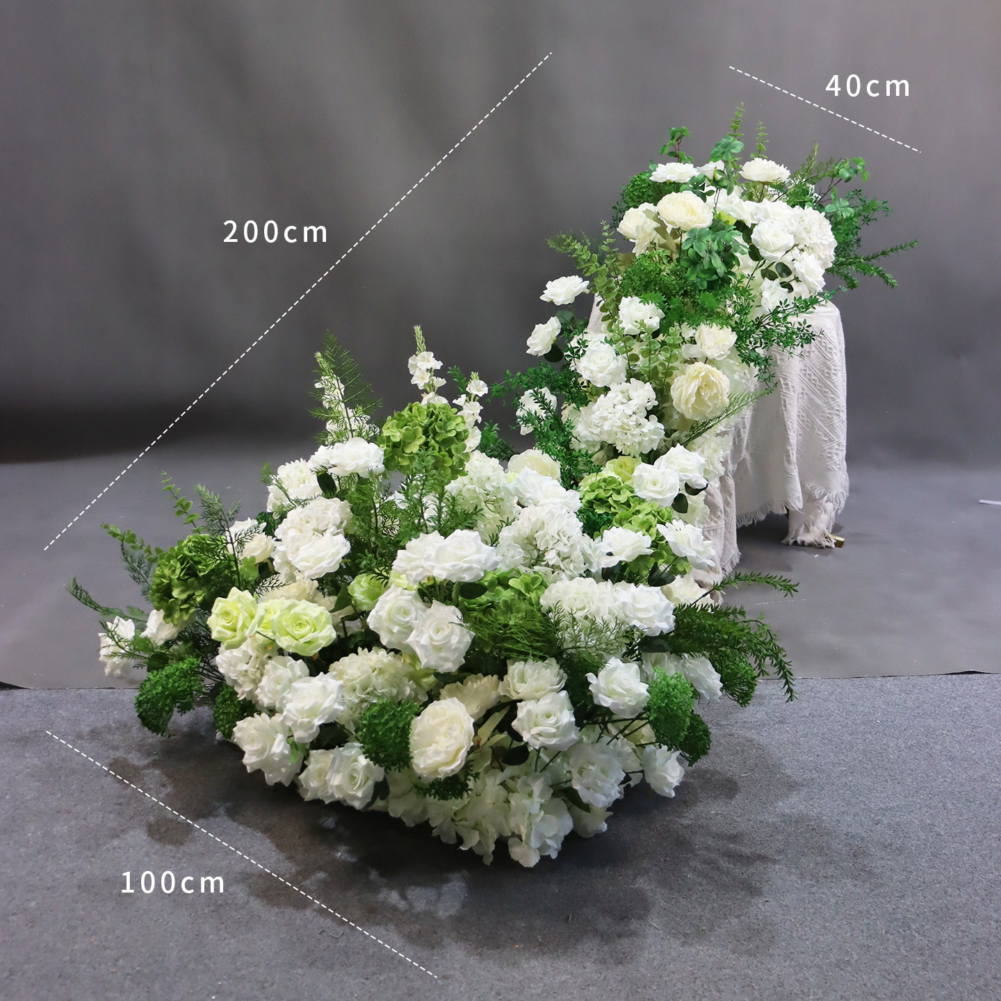 Fleur de pivoine verte blanche de 200 cm