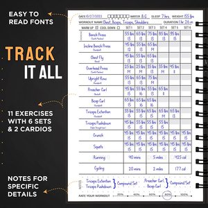 Custom A5 Hardcover Fitness Journal Workout Planner Sturdy Workout <strong>Log</strong> Book to Track, Gym Home Workout Free Design <strong>Notebook</strong> - Product Image 3