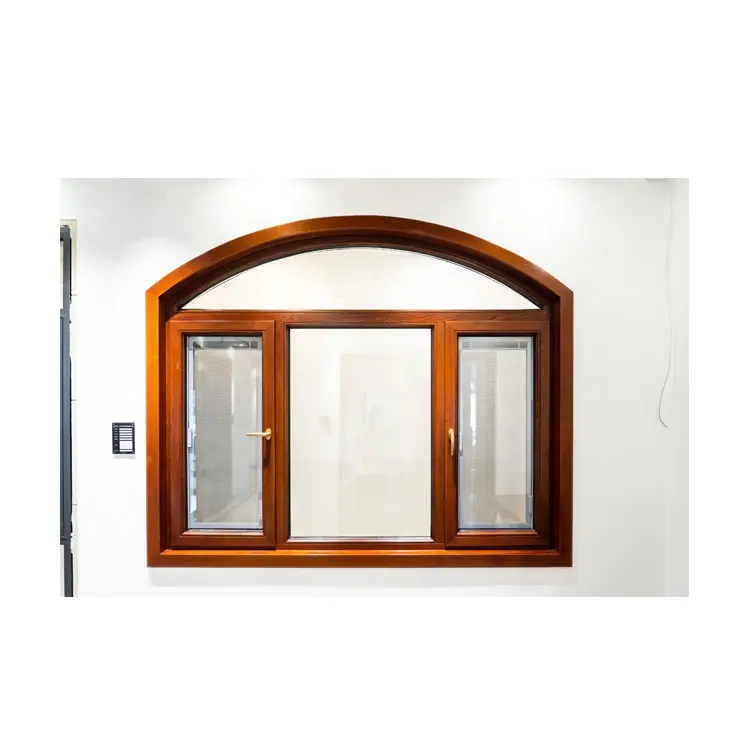 Finestre avvolgenti in legno rivestito di colore con rivestimento inclinabile e girevole finestra in legno di alluminio