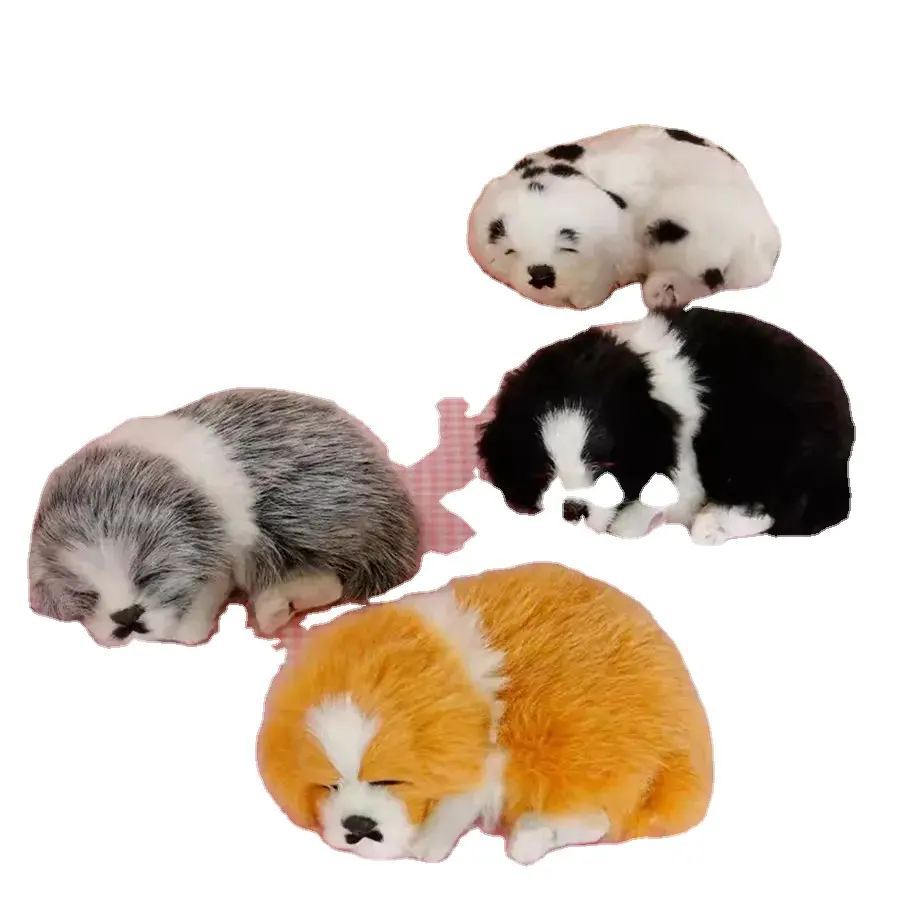 Simulatie Hond Pluche Speelgoed Statisch Dier Model Desktop Ornament Verjaardagscadeau Kinder Pop Slapende Hond