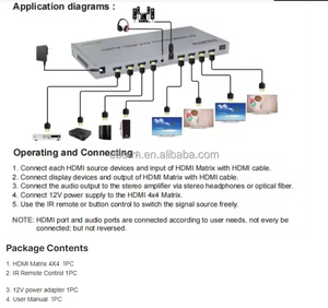 4K 60Hz <strong>HDMI</strong> 4x4 matrix 4 in 4 Out with Rs232 3.5mm Audio Optical <strong>Output</strong> - Product Image 2